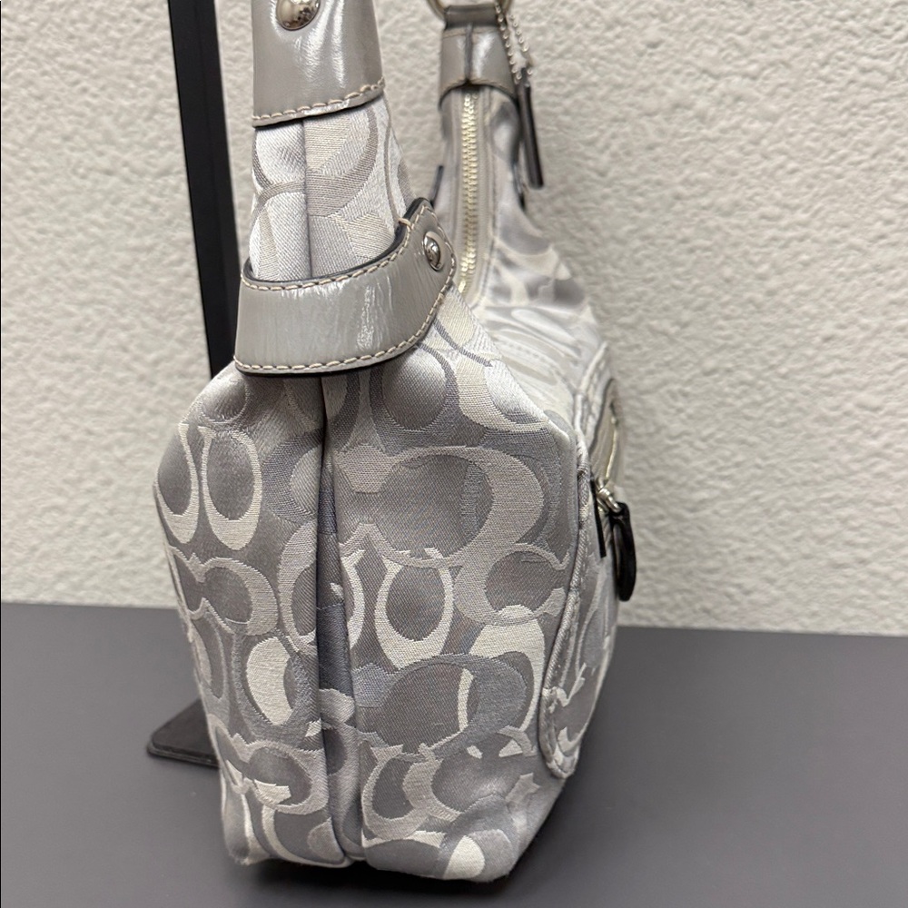 Coach Silver And Gray Scribble Monogram Medium Ho… - image 6